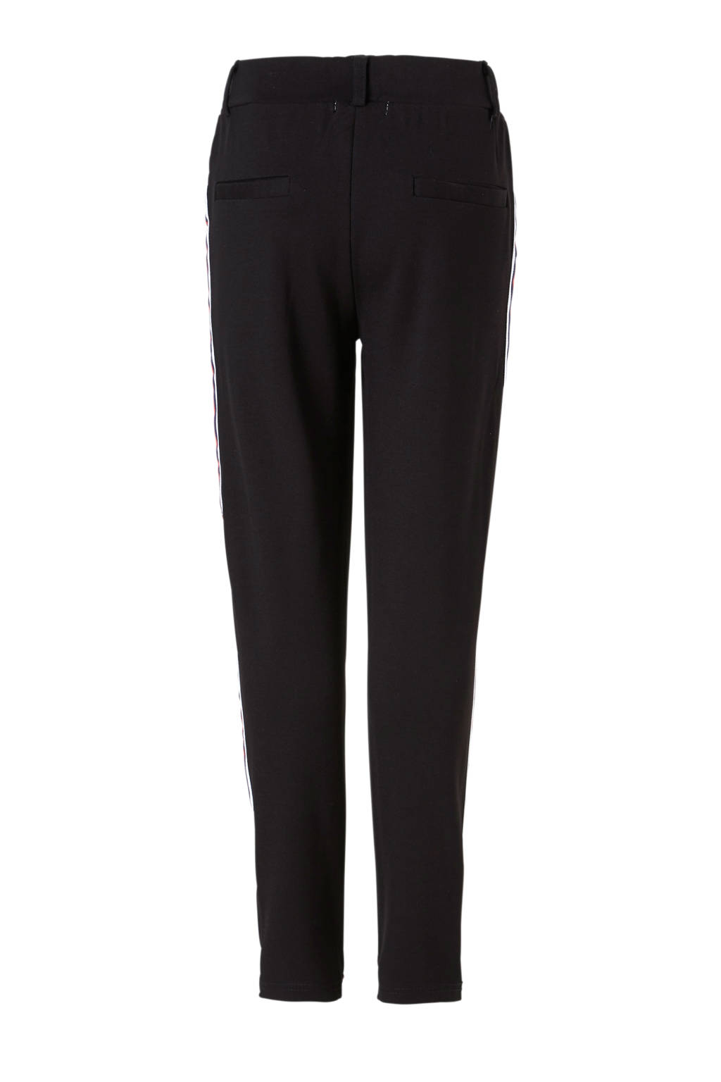 NAME IT slim fit broek met zijstreep zwart/wit/rood