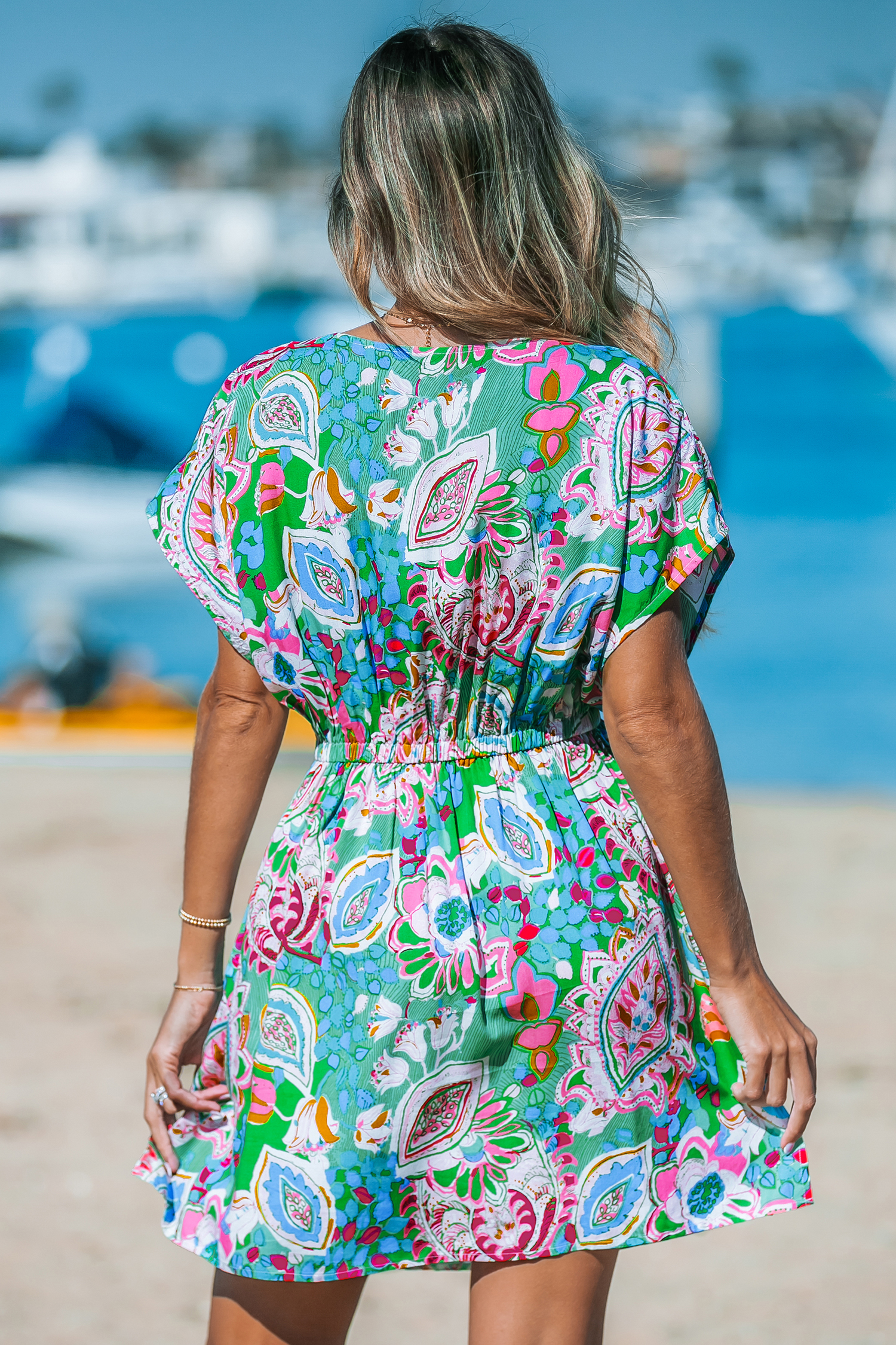 Robe cover up à manches dolman brillante paisley
