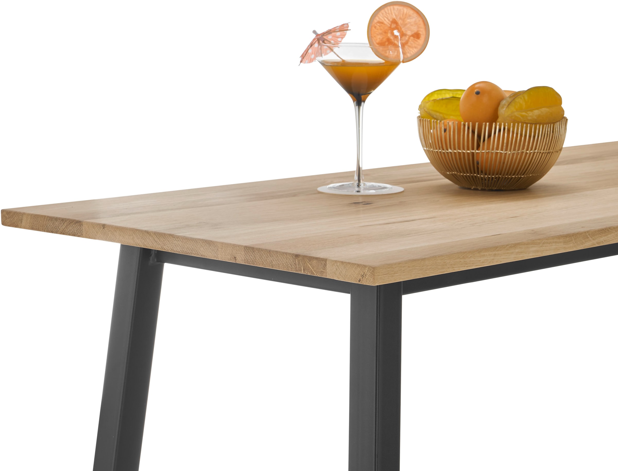 Stolkom Bartisch »Kent Eiche Massivholz geölt, Hochtisch BxHxT 120x104x60 cm« Industrial Style Eiche Massivholz geölt durchgehende Lamelle