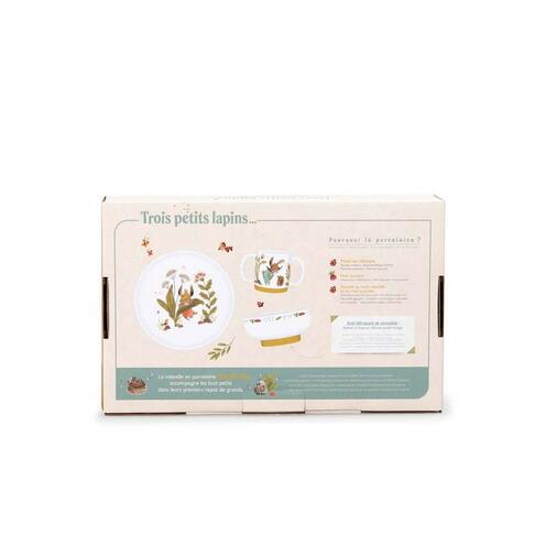 Set Vaisselle Porcelaine Trois Petits Lapins Blanc - MOULIN ROTY