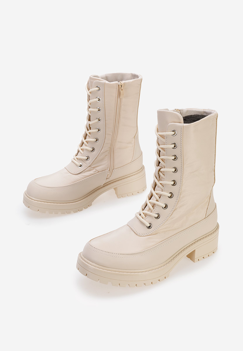 Bottines à lacets femme beige Pontones