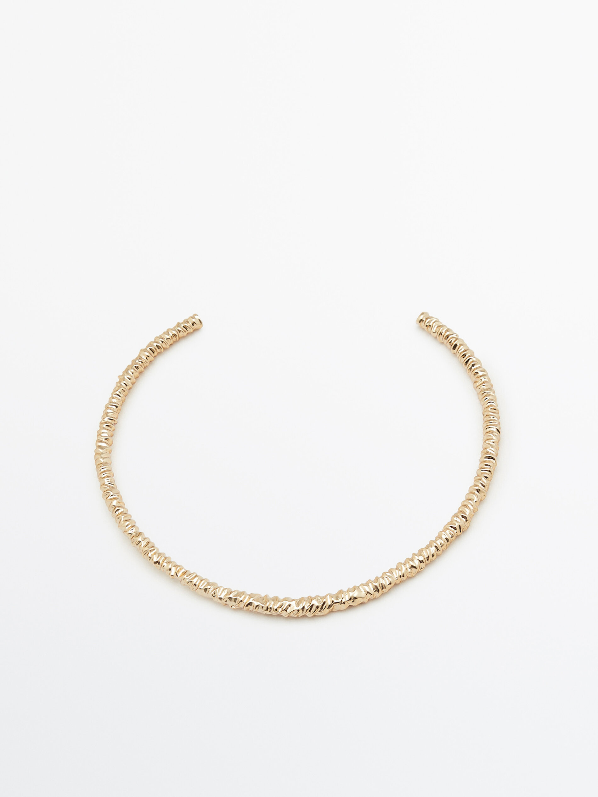 Colar choker texturizado banhado a ouro - DOURADO