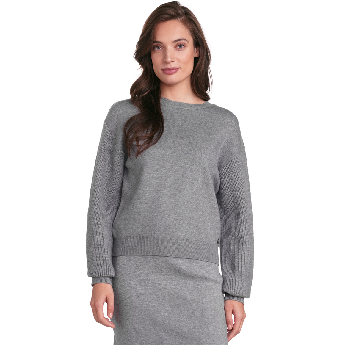 Gina Collection Damen Strickpullover mit Strick-Mix grau