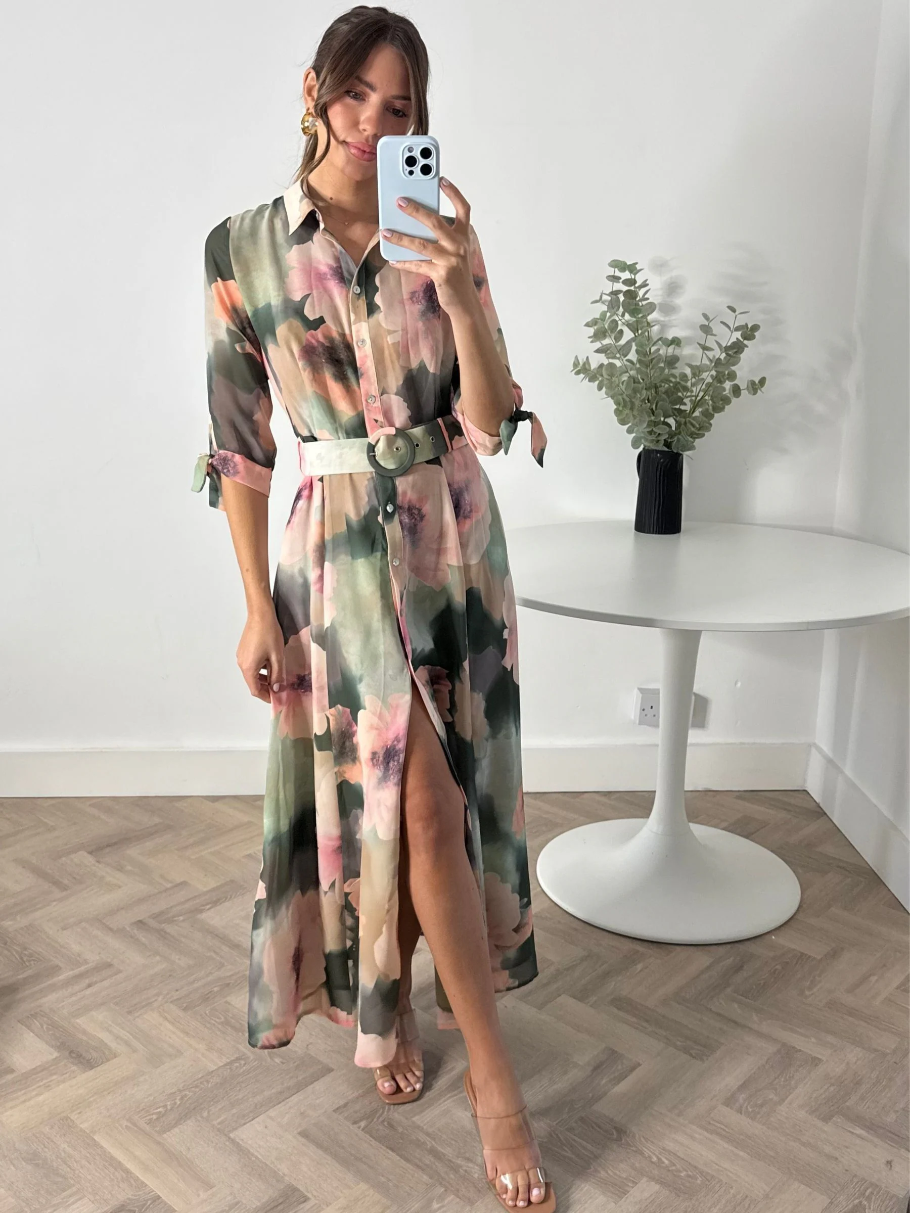 Roze - Style Cheat - Daphne overhemdjurk met riem