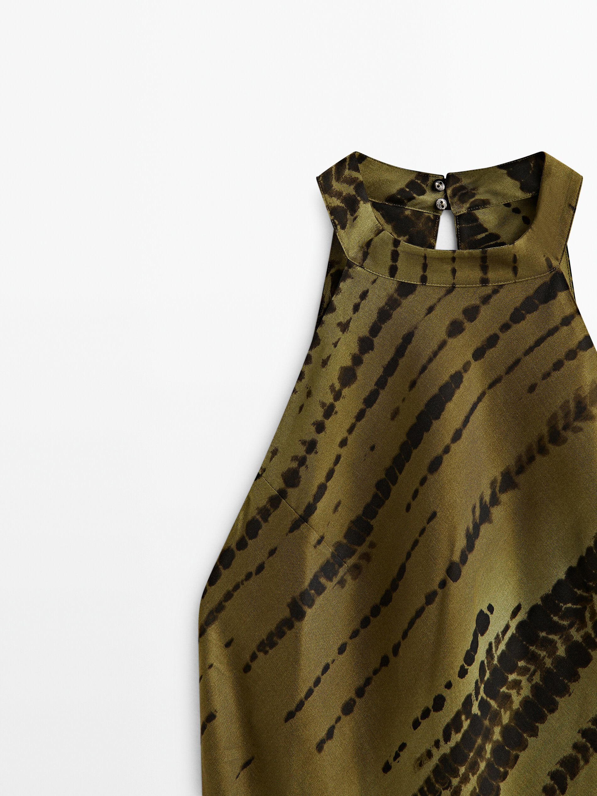Vestido longo tomara que caia estampado - MARROM
