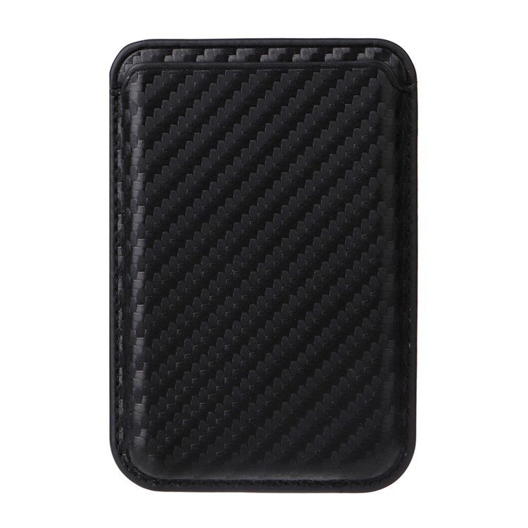 iPhone 15 Pro Max MagSafe 2in1 Leder Hülle Wallet Case mit Magnetischem Kreditkartenfach im Carbon Look - Schwarz