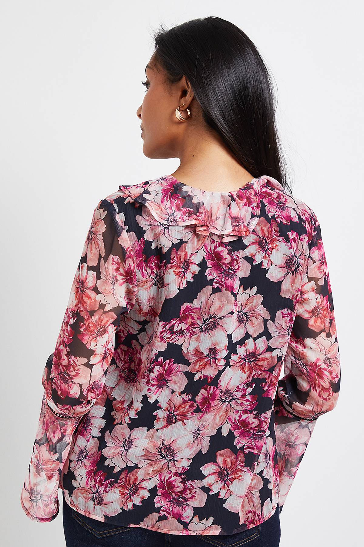 Wallis Blouse À Volants Avec Bordure En Dentelle Florale Petite Taille
