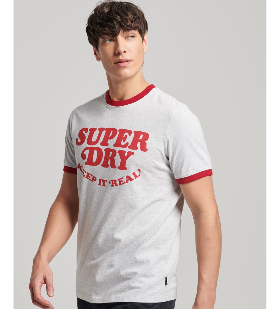 Camiseta canelada Superdry Vintage Cooper Class em algodão orgânico cinza