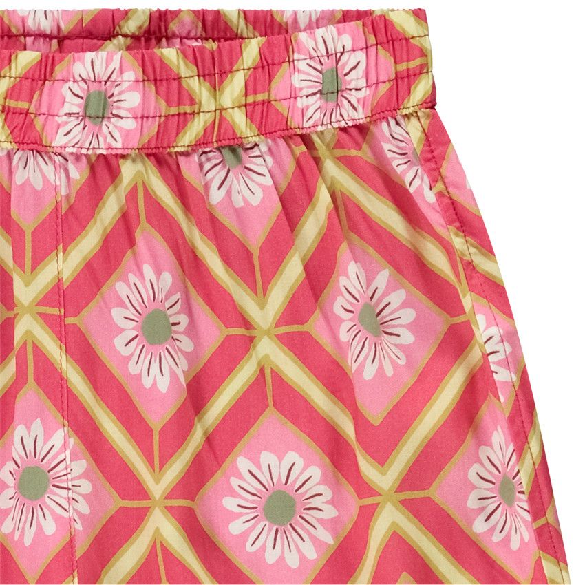 Pantalon large et fluide imprimé retro pour fille - Multicolore