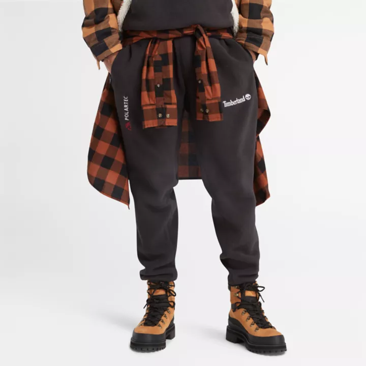 Calças de lã polar Polartec para homem na cor preta.