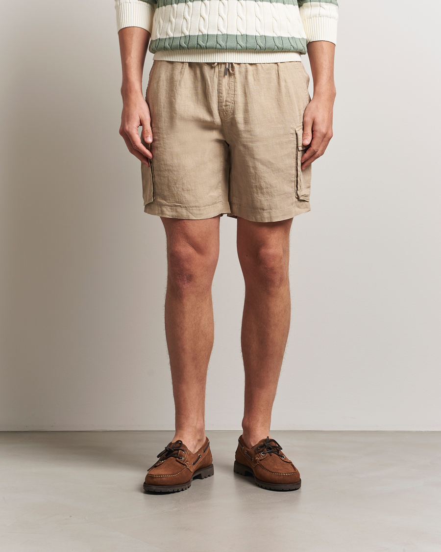 GANT Regular Fit Linen Cargo Shorts Concrete Beige