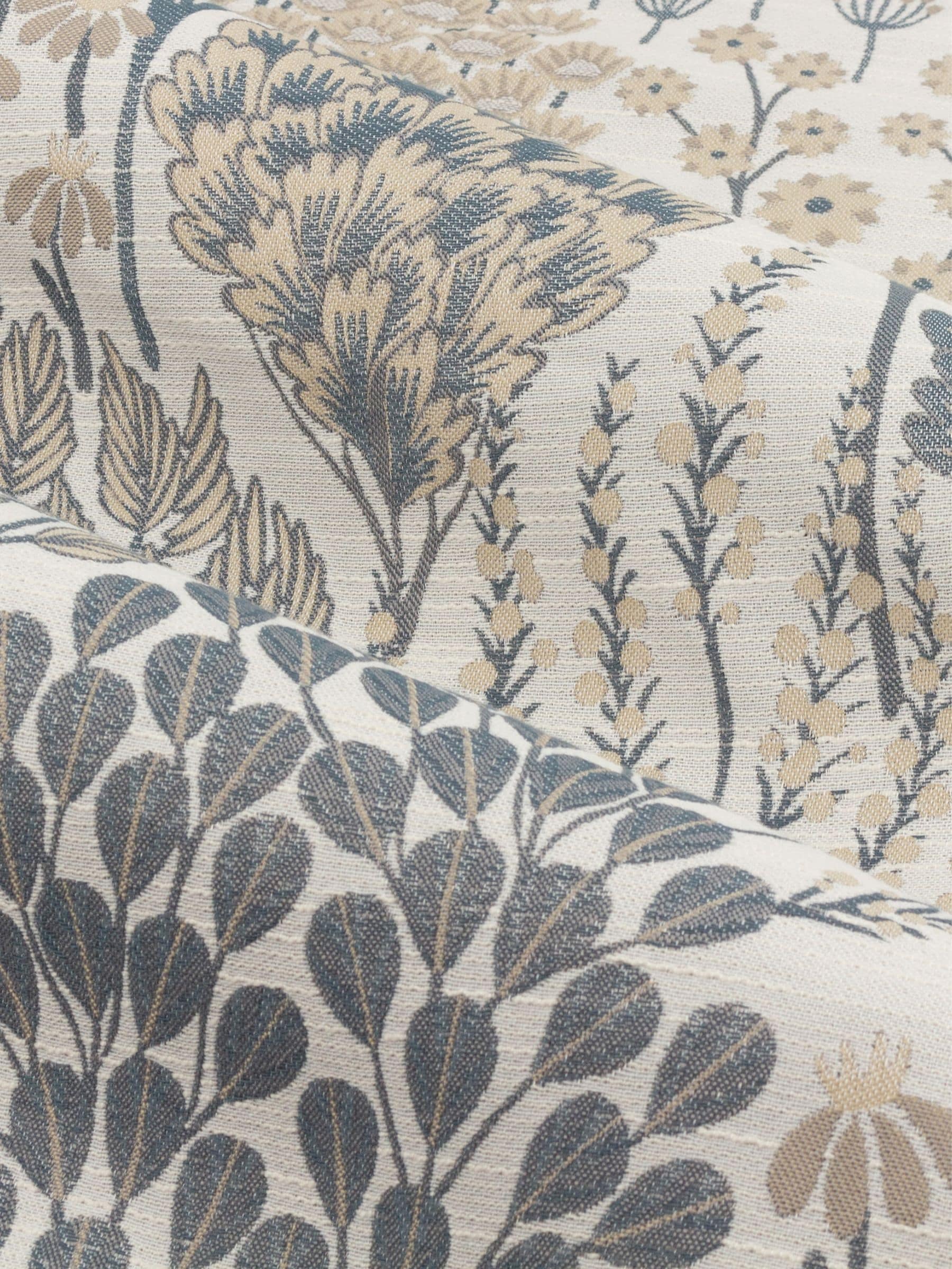 Wylder Ophelia jacquard gordijnen met bloemenvoering en plooiband