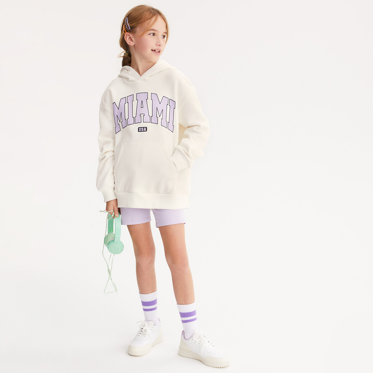 COLEÇÃO LA REDOUTE<br>Conjunto de duas peças, moletom com capuz e shorts de ciclismo