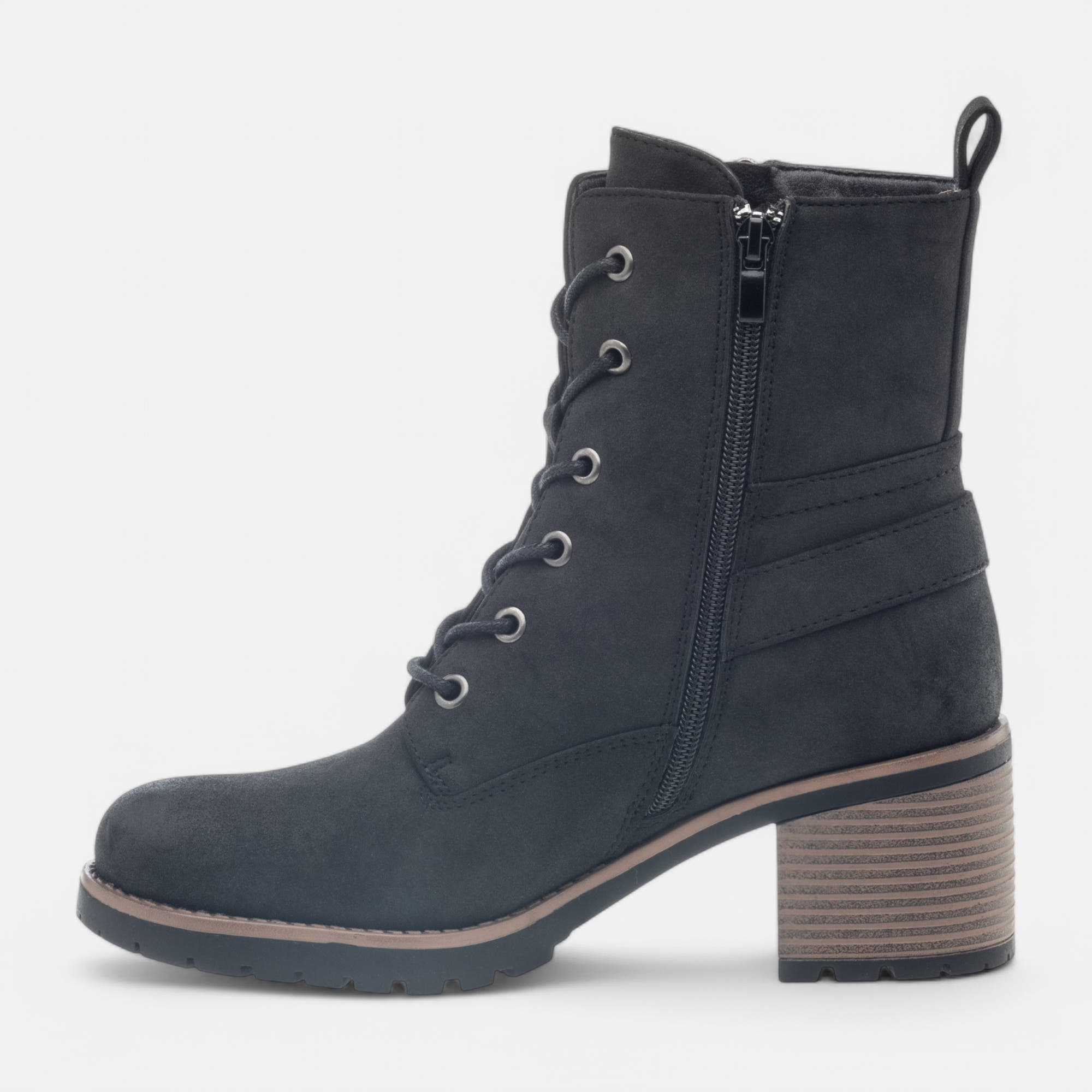 Bottines à lacets à talon Femme noir