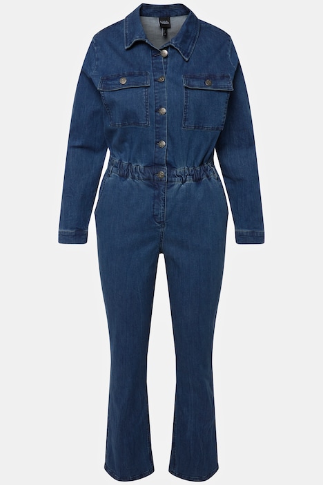 Jeans-Boilersuit, Jeans-Overall, Hemdkragen, Langarm