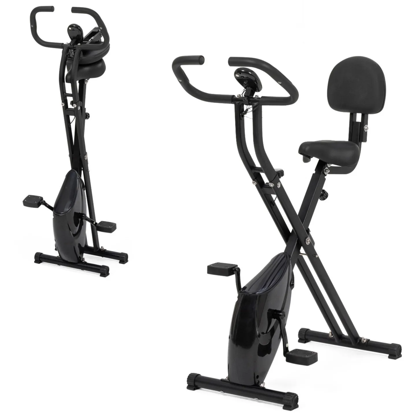 Vélo d'appartement pliable selle réglable avec dossier écran LCD multifonction