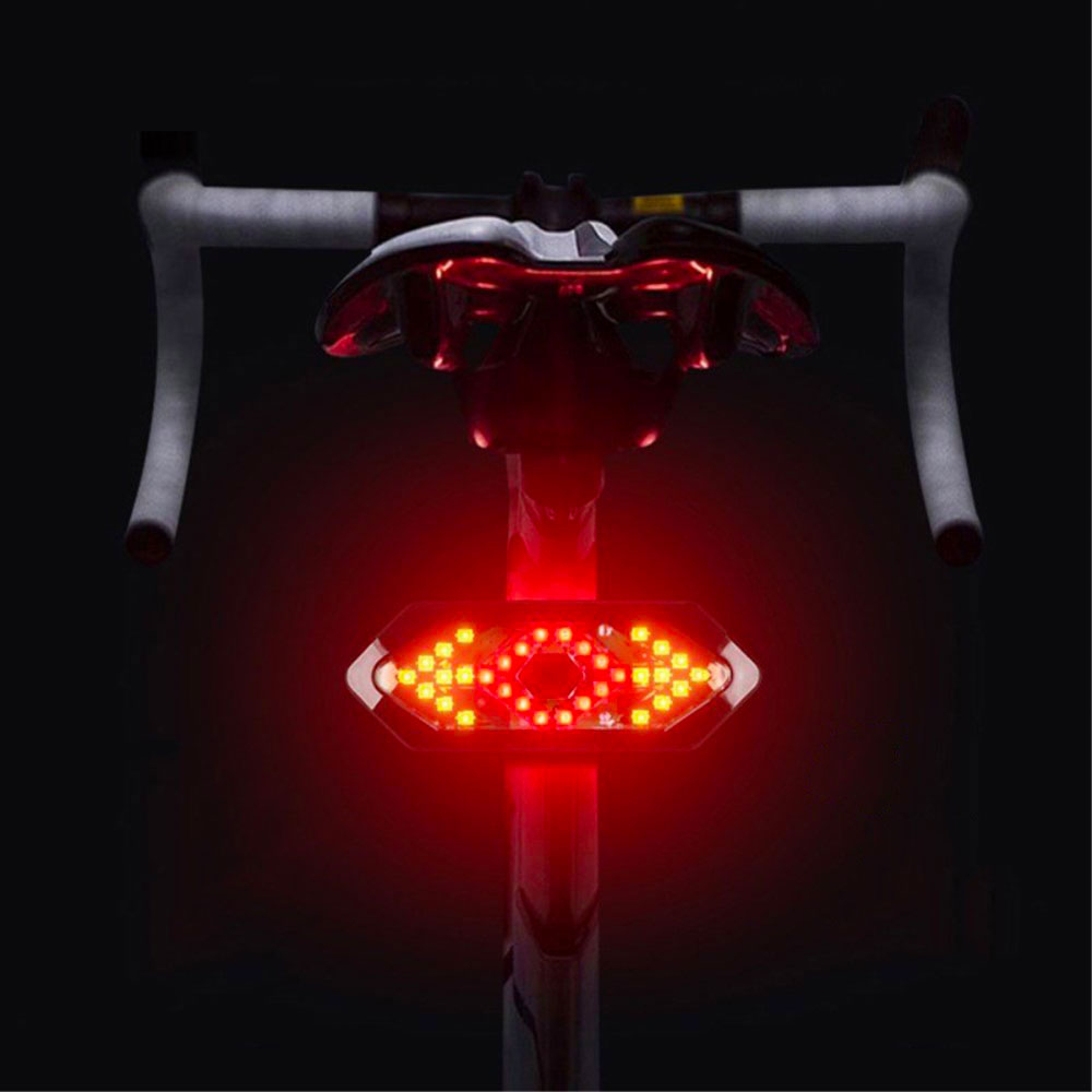 2in1 Wiederaufladbares USB Velo Fahrrad Blinker Rücklicht LED Bremslicht Warnlicht   Fernbedienung & Hupe (Spritzwasserfest)