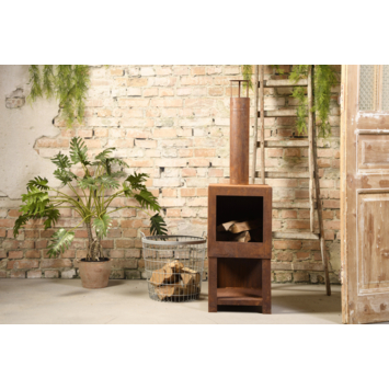 Terraskachel met opslag roest kleur 133,7 x 38,4 x 38,4 cm