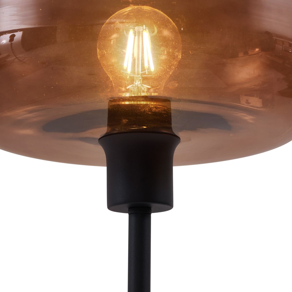Retro vloerlamp zwart met brons glas - Bizle