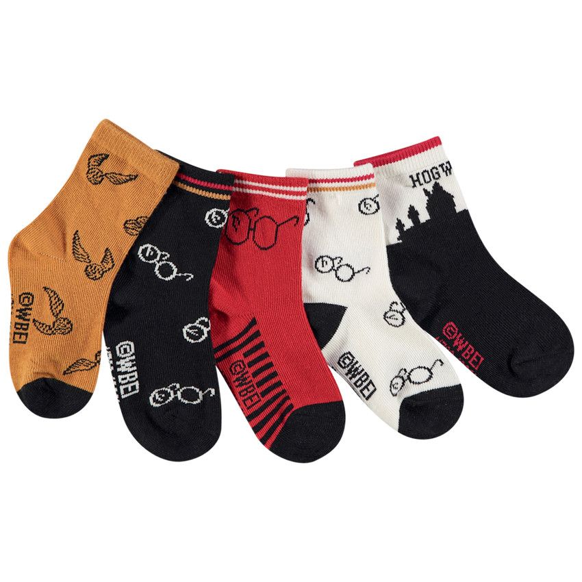 Lot de 5 paires de chaussettes Harry Potter Warner pour bébé garçon - Noir