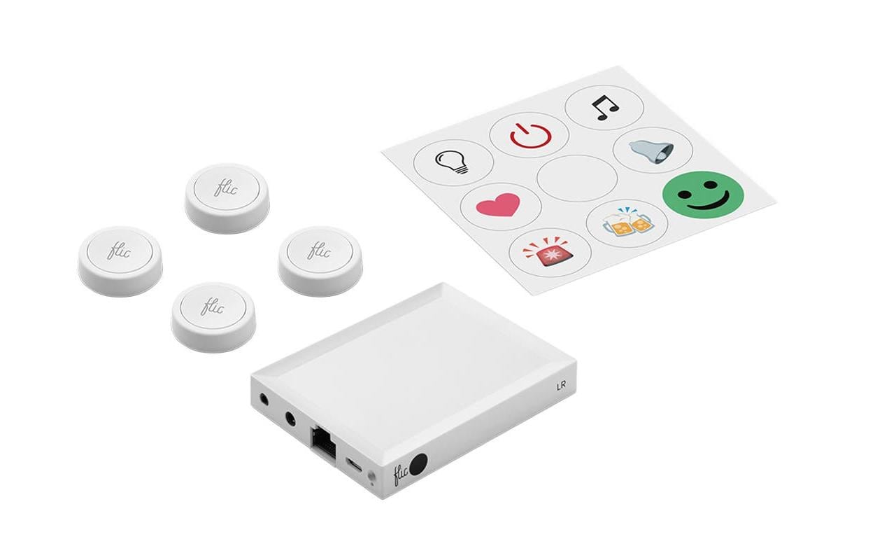 Smart Button Flic 2 Starter Kit<br>Bluetooth Wandsender und Drückknopf mit Bridge