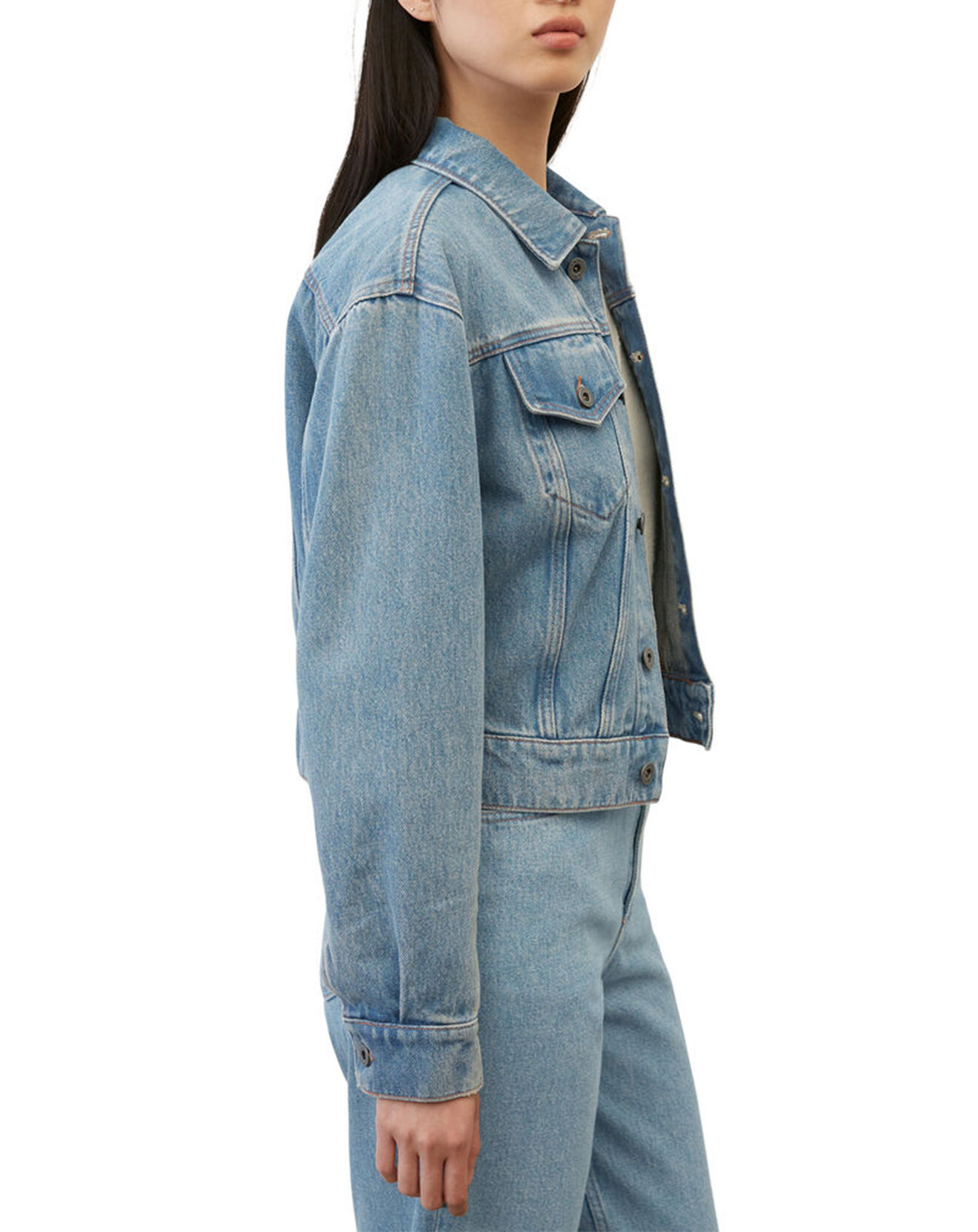 Marc O'Polo Veste en jean courte à boutons bleue
