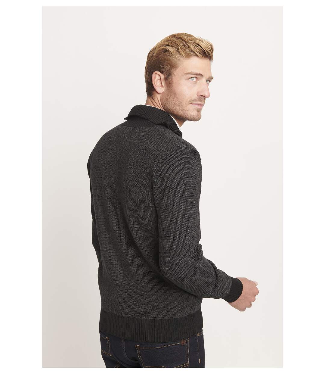 Gilet à fermeture zippée MAILLE PERLEE BICOLORE