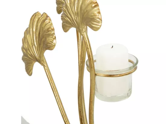 Support de Bougie Élégant GLAM Iris en Métal Doré et Noir avec Verre - Porte-bougie 50x12x55 cm, Design Raffiné pour une Ambiance Intime et Relaxante