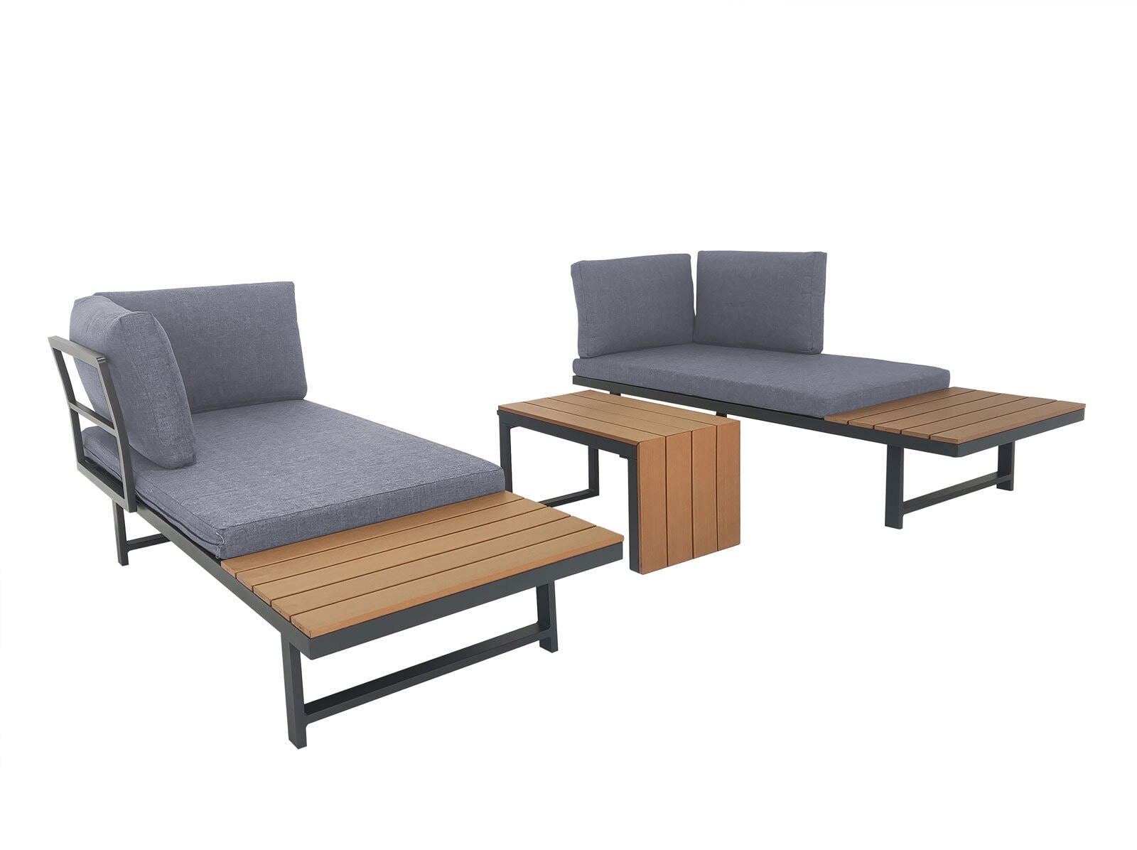 Garden FLAIR Loungemöbel Set BASEL A 3-teilig grau /braun