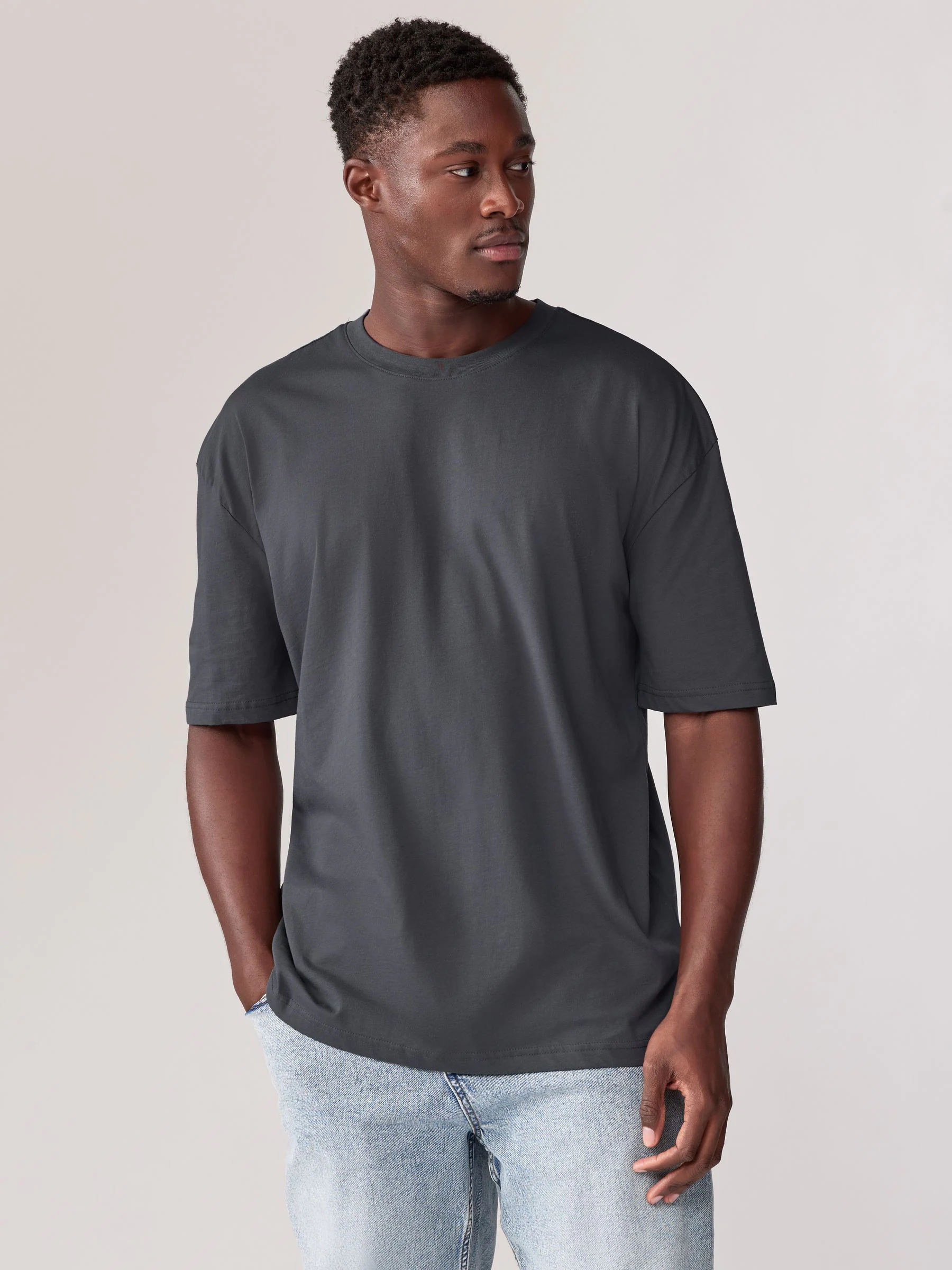 Blauw/Groen/Paars/Naturel - Essential Cotton T-Shirts Relaxed Fit 5 Pack