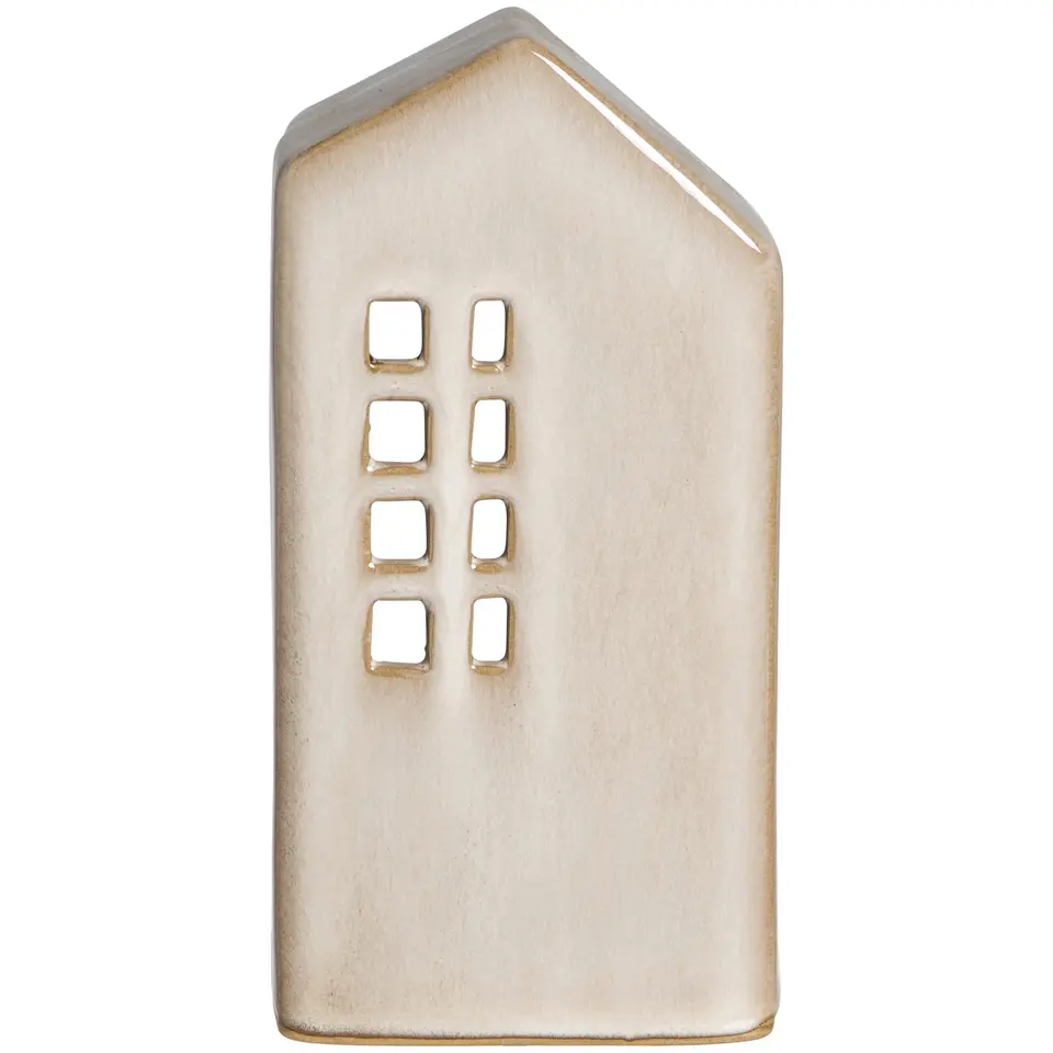 Theelichthouder Huis - beige - 14x11x7,5 cm