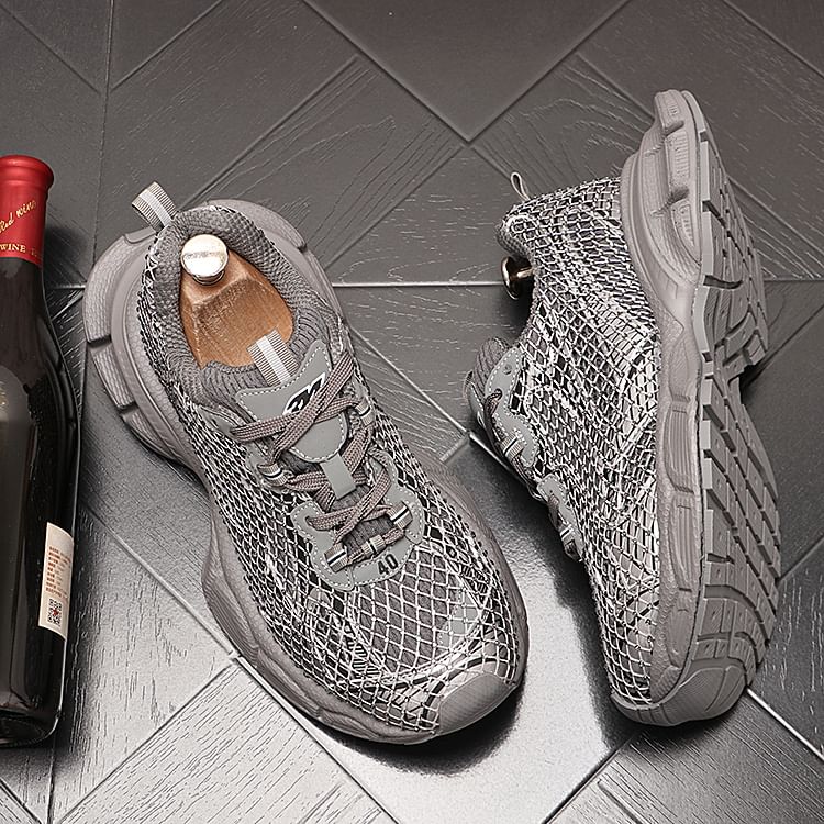 Mr Ozera - Platform Panel Mesh Overlay Sneakers