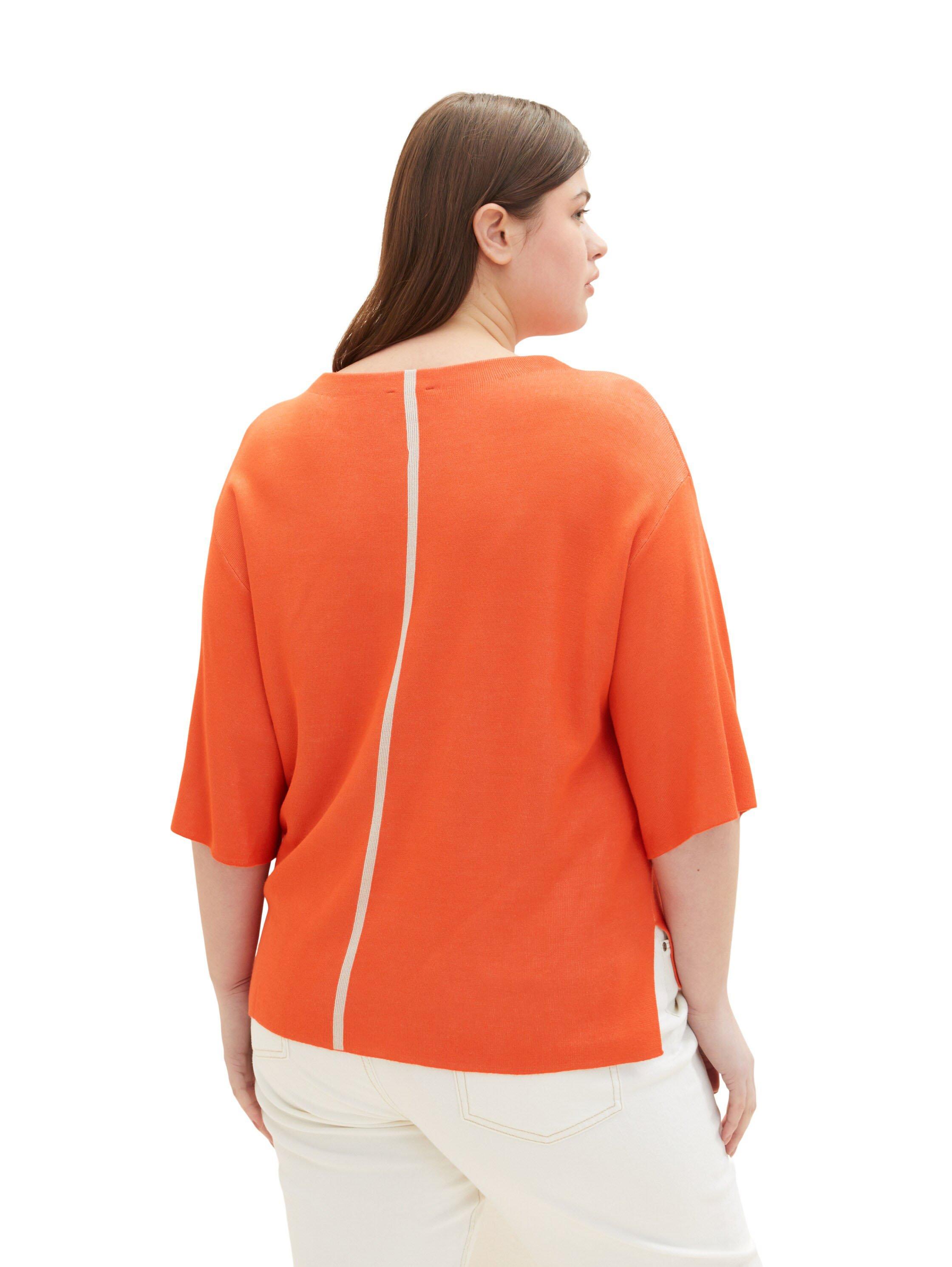 Halbarm-Pullover mit Kontraststreifen