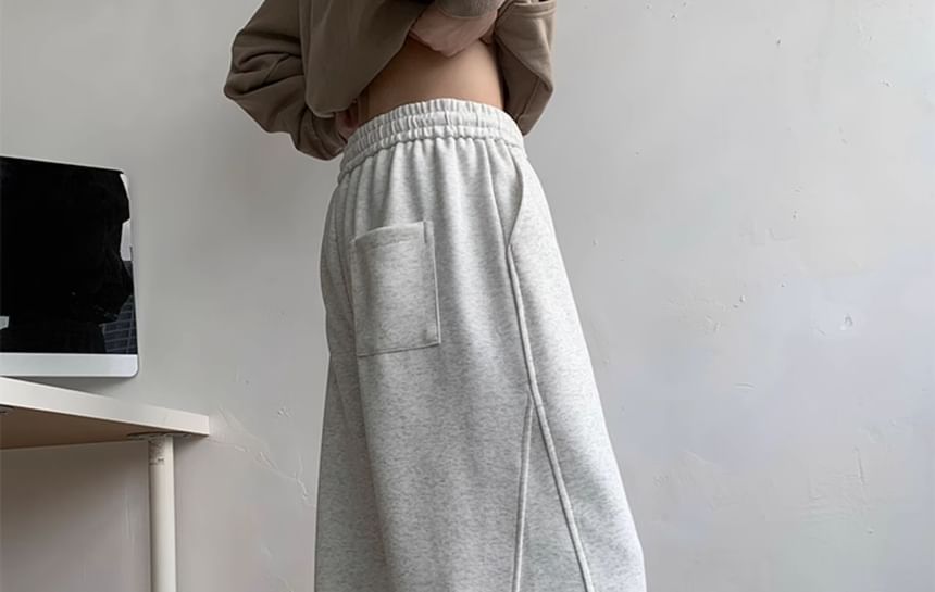 Whyessa - Effen joggingbroek met trekkoord in de taille en wijde pijpen