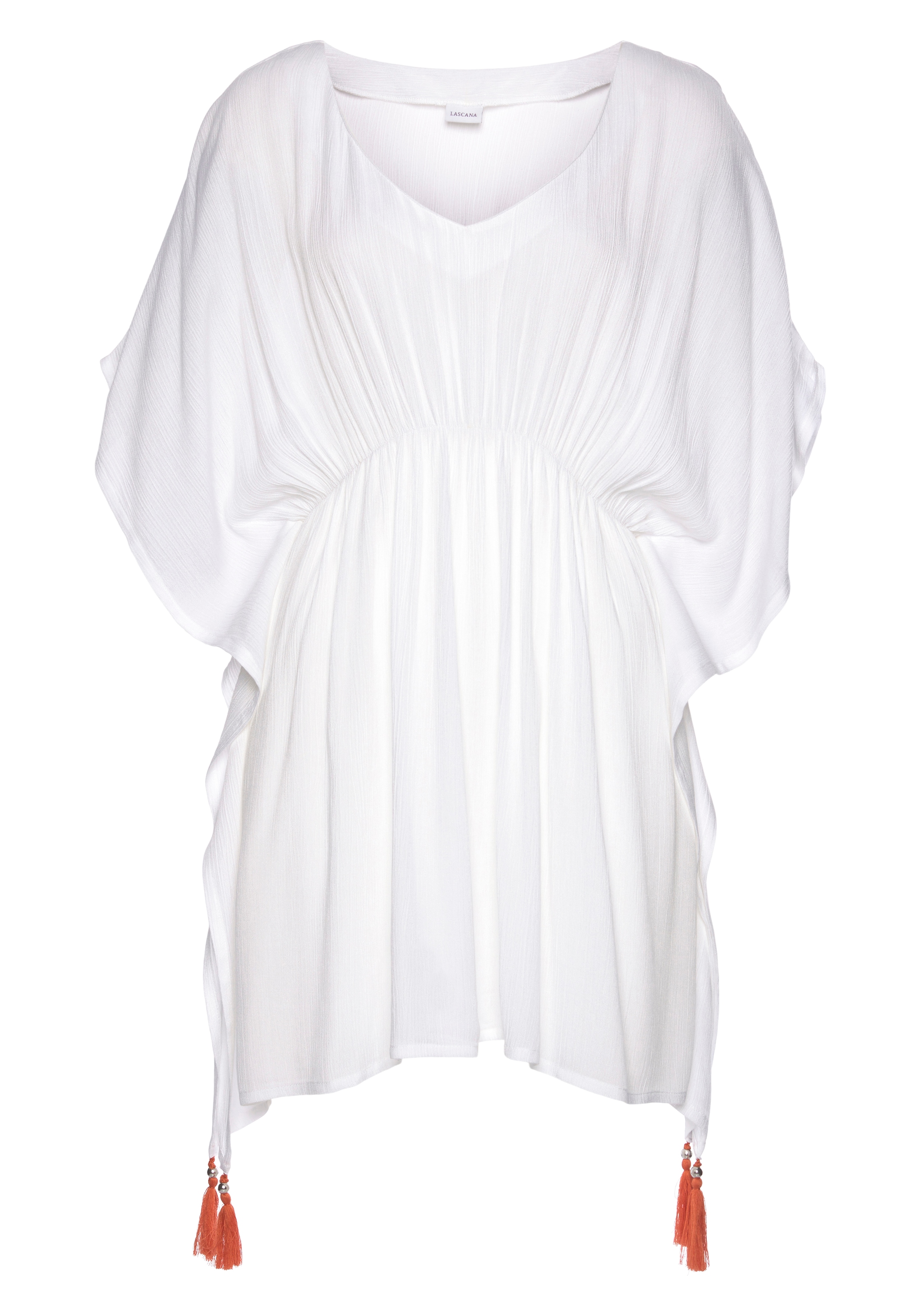 LASCANA Tunika , aus gekreppter Viskose, Blusenkleid, Strandmode, transparent
