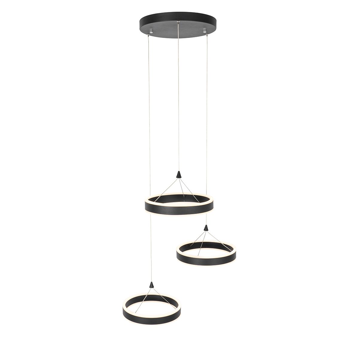 Hanglamp zwart rond incl. LED 3-staps dimbaar 3-lichts - Lyani