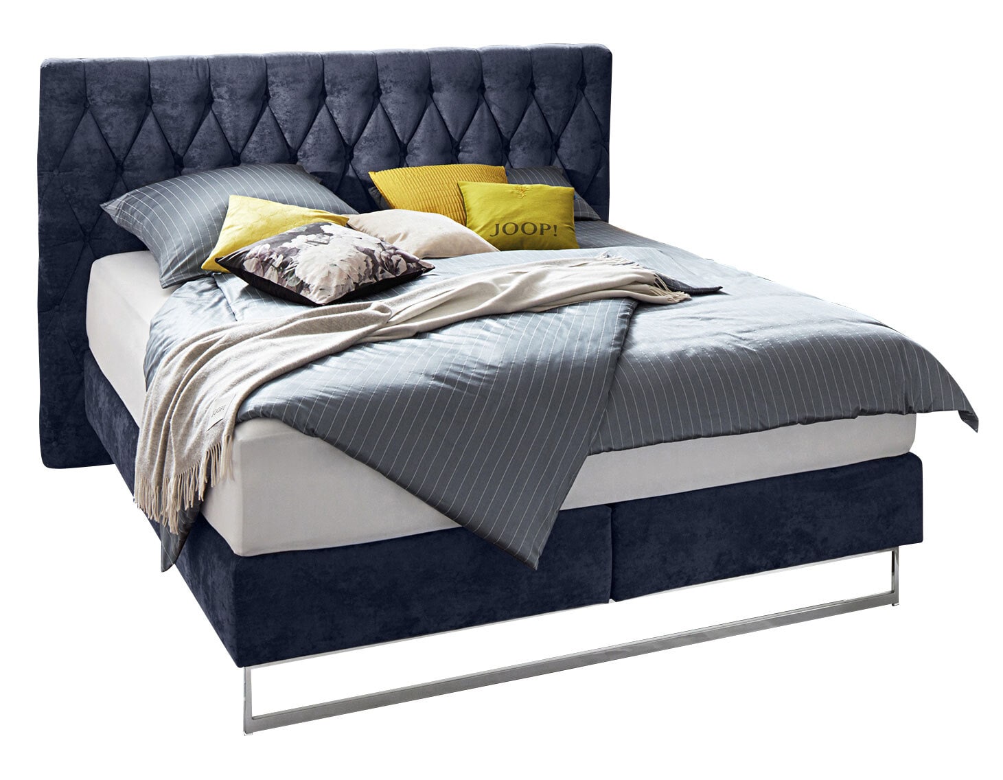 JOOP! Boxspringbett CUBIC CHESTERFIELD 180 x 200 cm dunkelblau