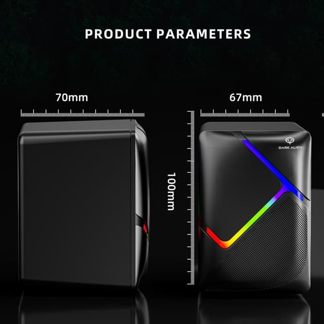 DARK ALIEN USB Desktop Højttalere Computer Laptop Subwoofer RGB