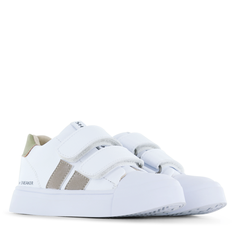 Shoesme weißer Sneaker mit taupefarbenen Streifen