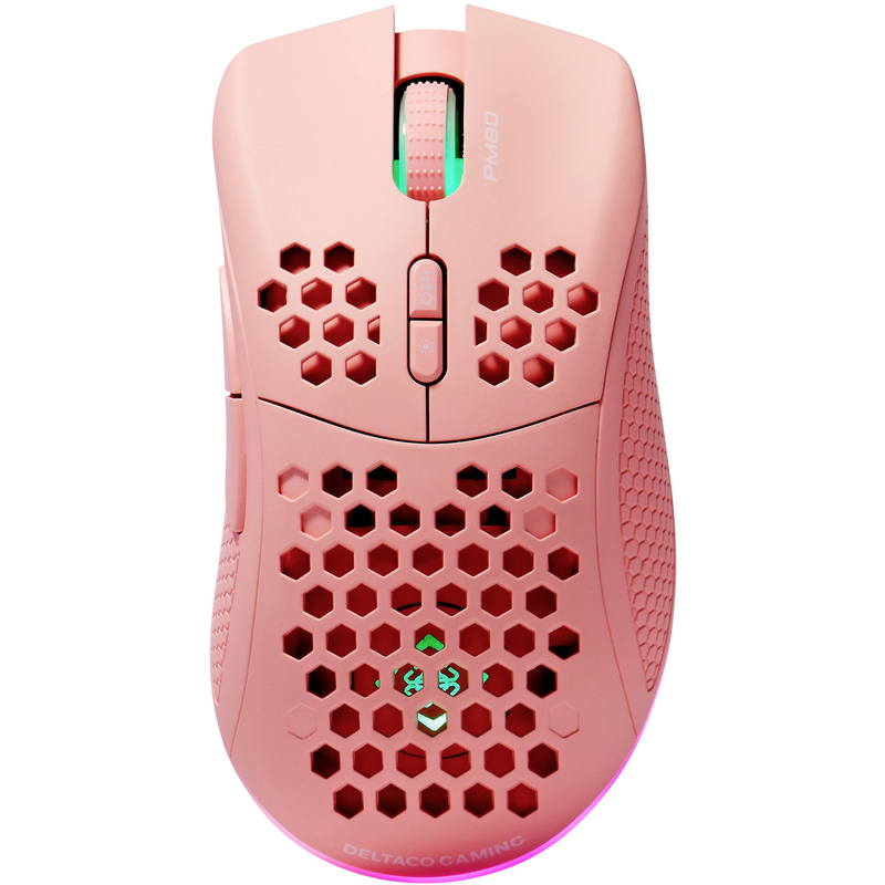 Deltaco PM80 Ultra-light kabellose Gaming-Maus, pink