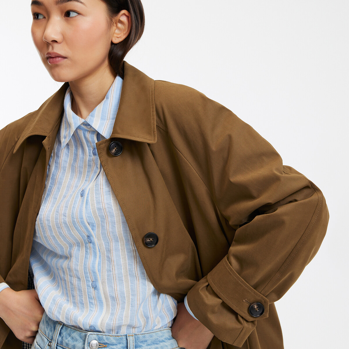 COLEÇÕES LA REDOUTE<br>Trench coat oversized com botões, modelo Signature MAURICE