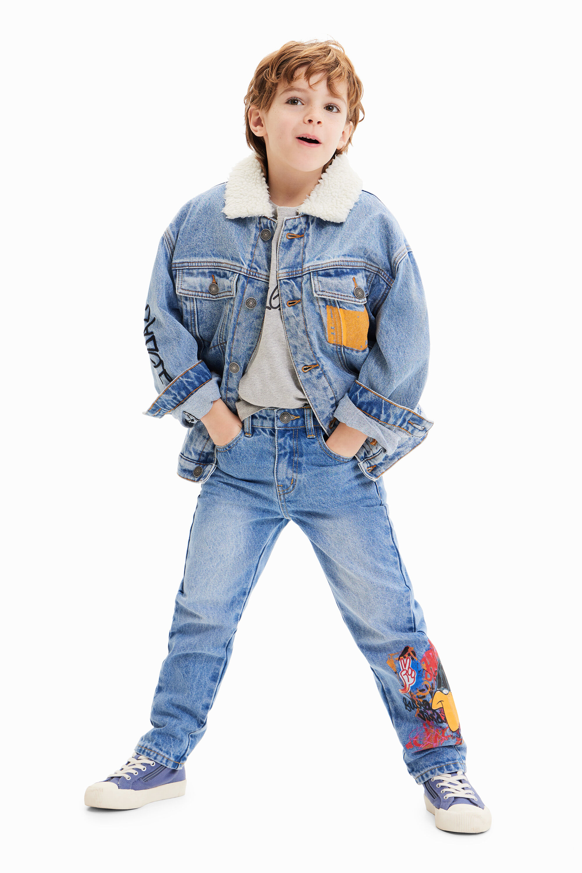 Jaqueta jeans estilo caminhoneiro dos Looney Tunes