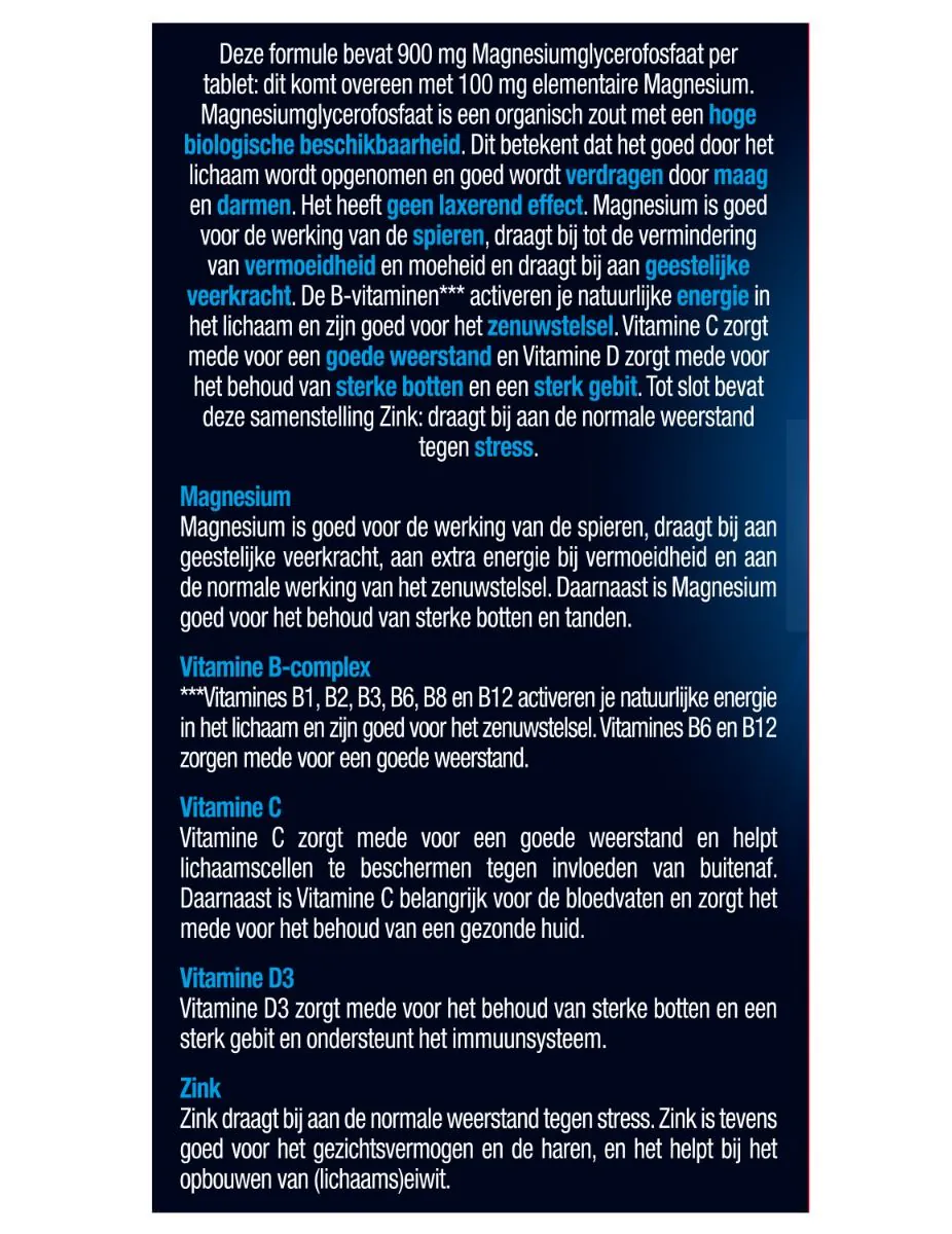 Magnesium Spanning, Stress & Vermoeidheid 45 tabletten