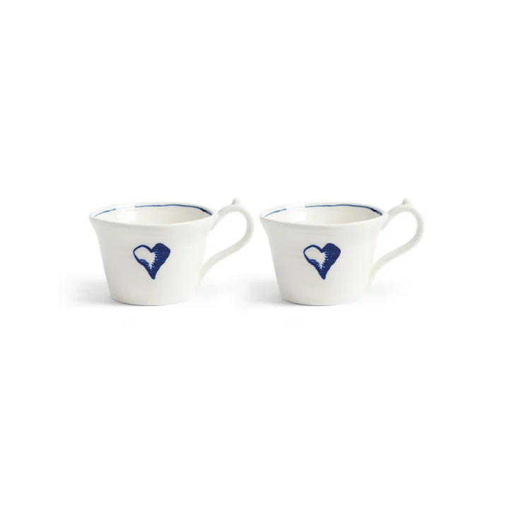 &klevering - Anouk Tasse, Herz, 250 ml, blau (2er-Set)