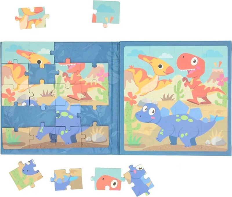 Magnetisch Puzzelboek - Dino - 2-in-1 - 20 Stukken - Geschikt Vanaf 3 Jaar