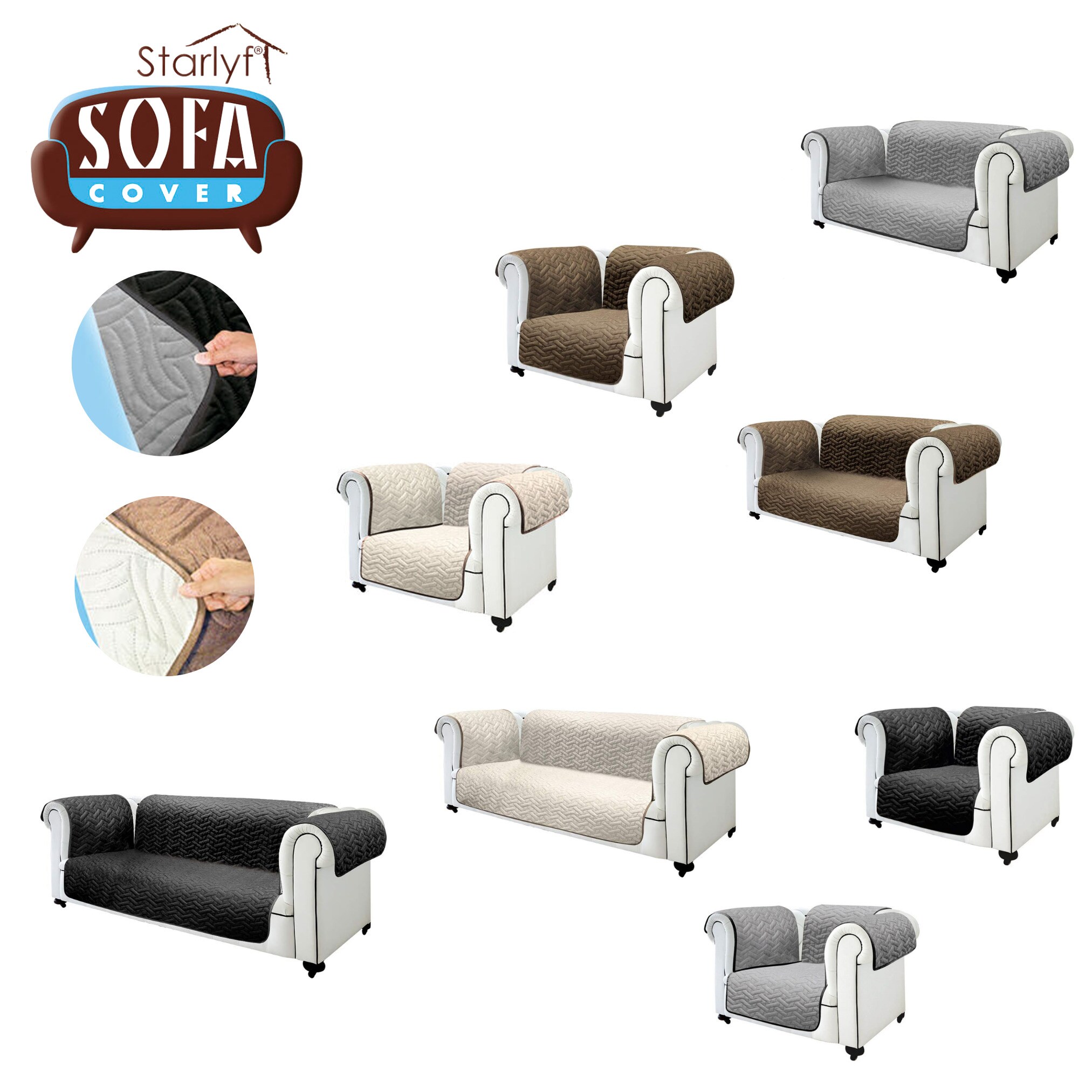Starlyf® Sesselschoner, wasserabweisend, wendbar Sofa Cover