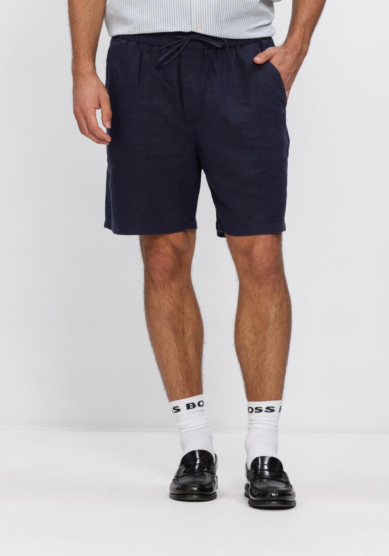 donkerblauwe les deux korte broek otto linen shorts