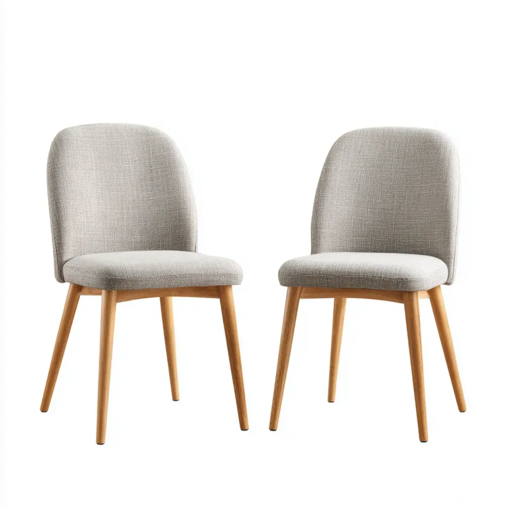 Esszimmerstühle Set 45x50x85 cm – Leinen – Hellgrau