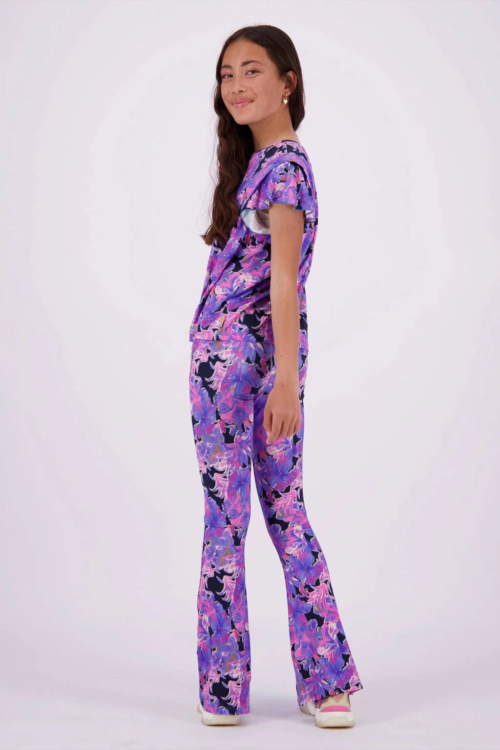 Vingino T-shirt met all over print paars/donkerblauw