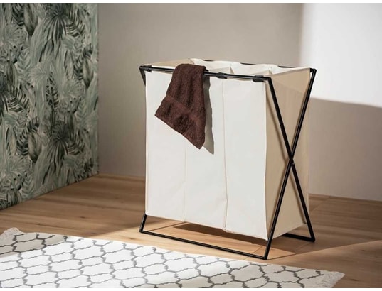 WENKO - Panier à linge xl avec 3 compartiments - beige